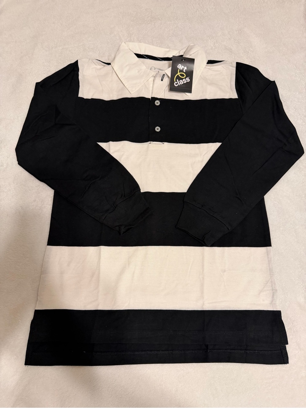 art class Black and White Striped Long Sleeve Rugby Top